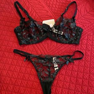 NWT Agent Provocateur Black Bra 36C & Thong M